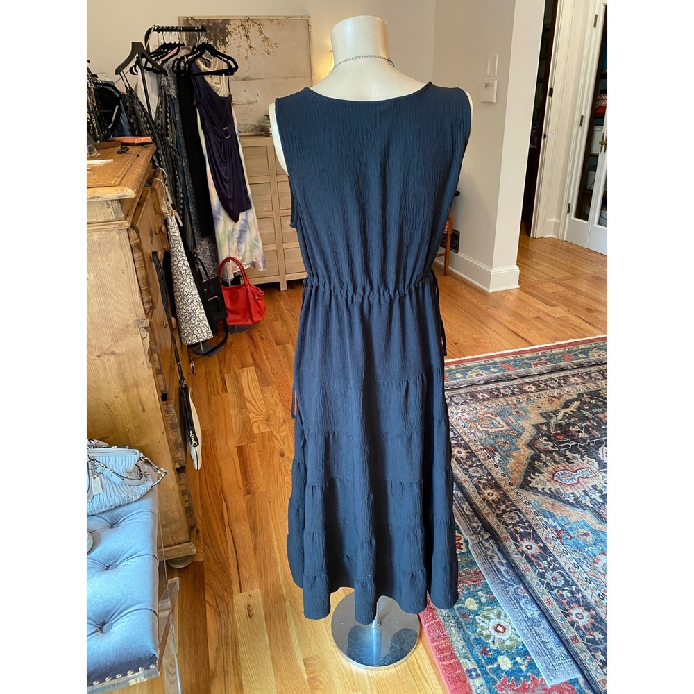 Max Studio London Black Tiered Surplice V-Neck Midi Dress Size M - Picture 8 of 14